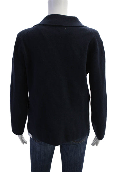 J Crew Womens Single Button Sweater Jacket Navy Blue Cotton Size Small