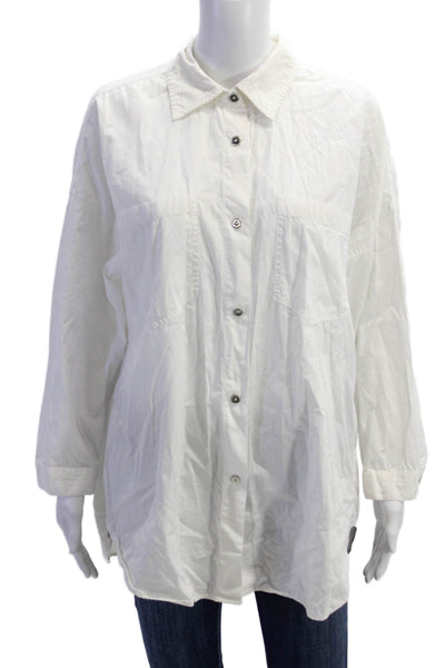 Zara Womens Long Sleeves Button Down Shirt White Cotton Size Small