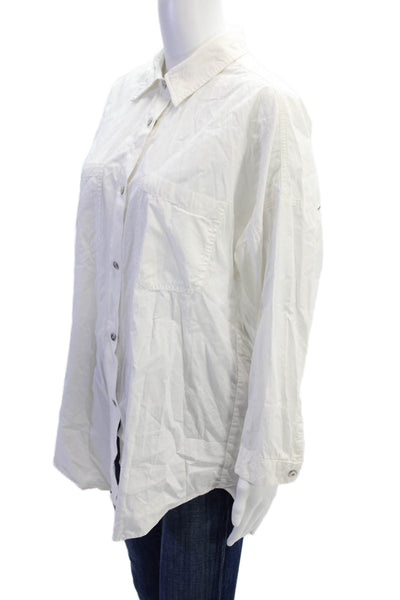 Zara Womens Long Sleeves Button Down Shirt White Cotton Size Small