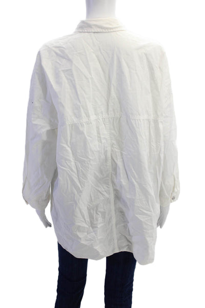 Zara Womens Long Sleeves Button Down Shirt White Cotton Size Small