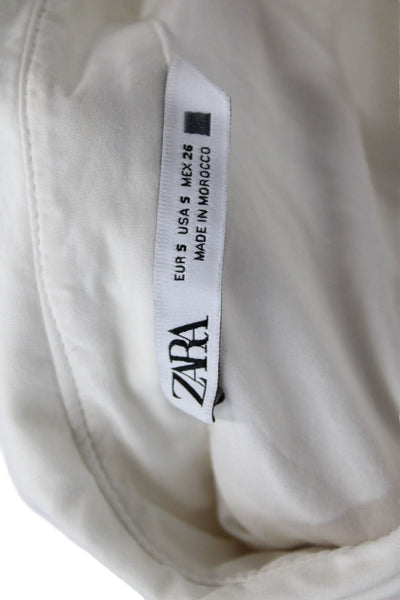 Zara Womens Long Sleeves Button Down Shirt White Cotton Size Small