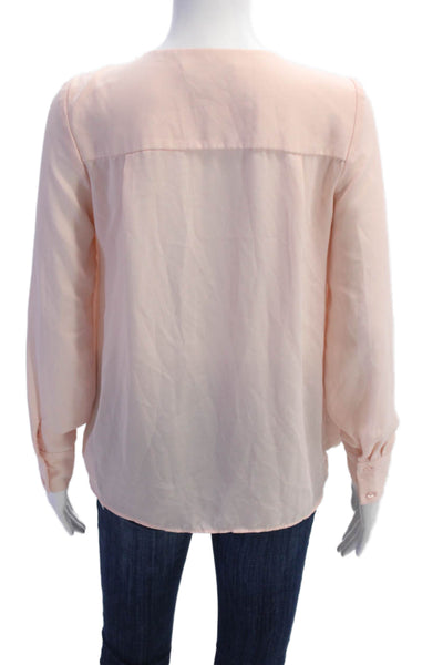 Wayf Womens Long Sleeves Lace Up V Neck Blouse Ballet Pink Size Extra Small