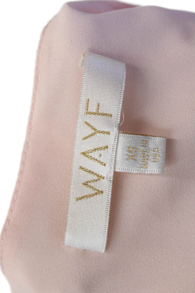 Wayf Womens Long Sleeves Lace Up V Neck Blouse Ballet Pink Size Extra Small
