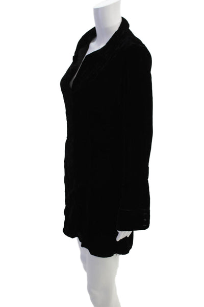 Zara Womens Velour Long Sleeves Collared Dress Black Size Small