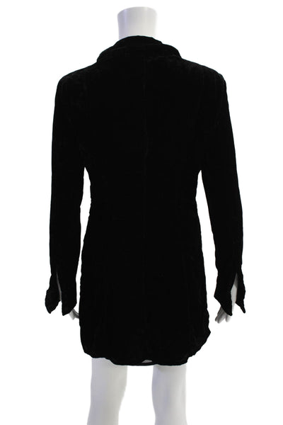 Zara Womens Velour Long Sleeves Collared Dress Black Size Small