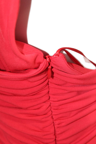 Zara Womens Halter Neck Ruched A Line Mini Dress Red Size Large