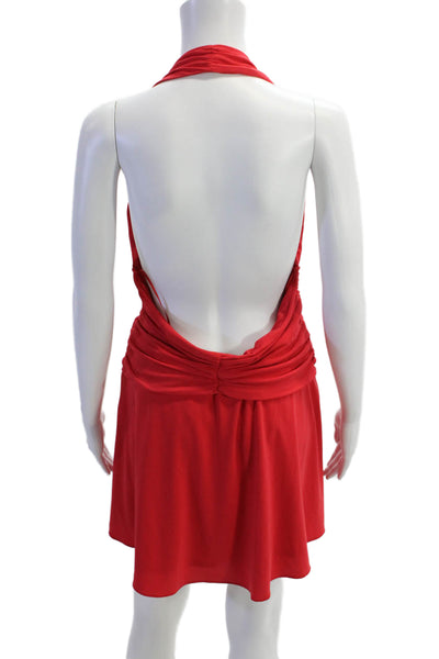 Zara Womens Halter Neck Ruched A Line Mini Dress Red Size Large