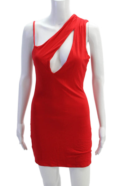 Hours Womens Cut Out One Shoulder Body Con Dress Red Size Medium