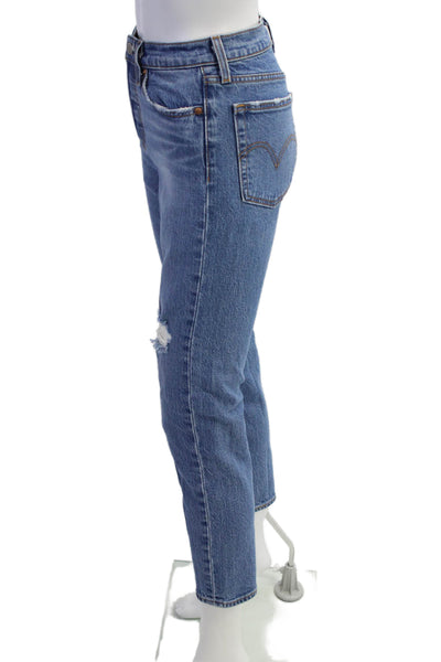 Levis Womens Cropped Mom Jeans Blue High Rise Size 25