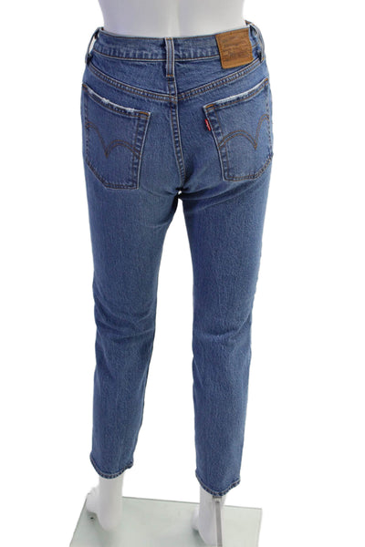 Levis Womens Cropped Mom Jeans Blue High Rise Size 25