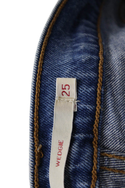 Levis Womens Cropped Mom Jeans Blue High Rise Size 25