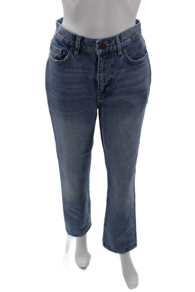 La Ligne Women Cropped Straight High Rise Blue Jeans Button Size 26