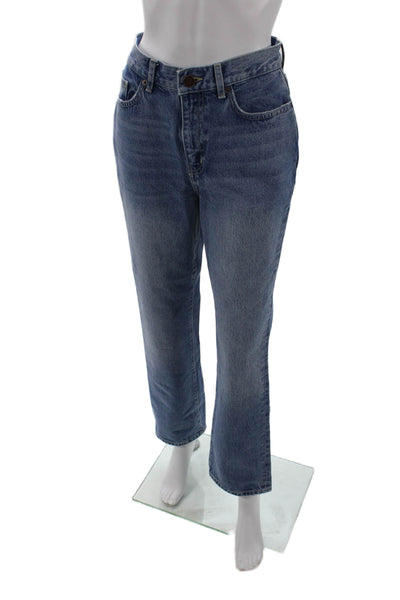 La Ligne Women Cropped Straight High Rise Blue Jeans Button Size 26