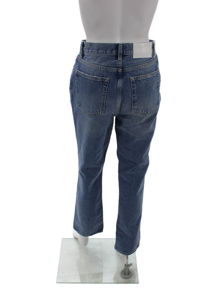 La Ligne Women Cropped Straight High Rise Blue Jeans Button Size 26
