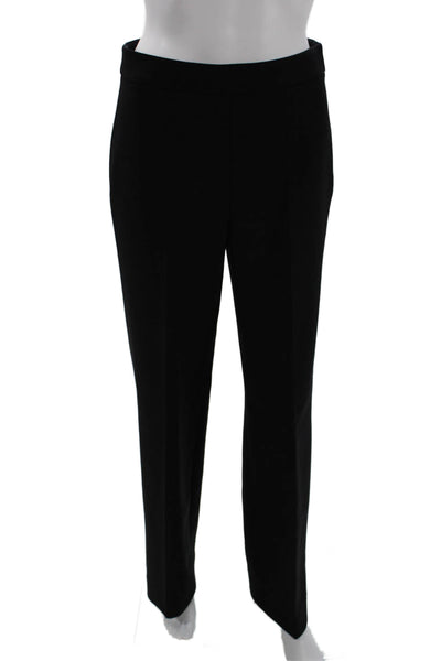 Oscar de la Renta Womens Side Zip Pleated Dress Pants Black Wool Size 4