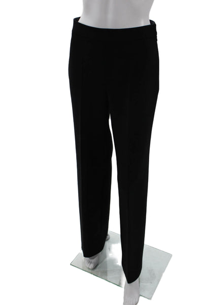 Oscar de la Renta Womens Side Zip Pleated Dress Pants Black Wool Size 4