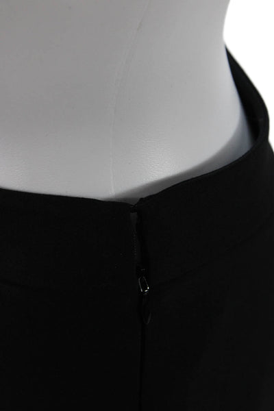 Oscar de la Renta Womens Side Zip Pleated Dress Pants Black Wool Size 4