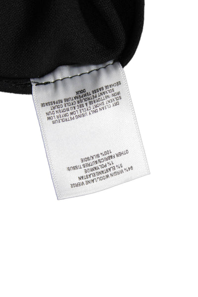 Oscar de la Renta Womens Side Zip Pleated Dress Pants Black Wool Size 4