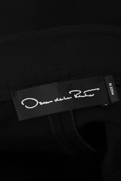 Oscar de la Renta Womens Side Zip Pleated Dress Pants Black Wool Size 4