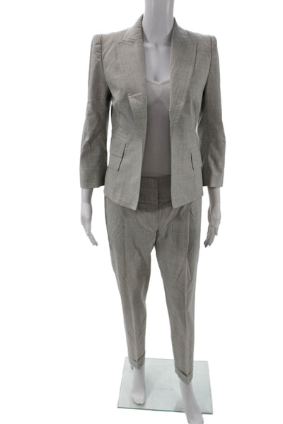 KaufmanFranco Womens Wool Open Front Blazer Suit Light Gray Size 40