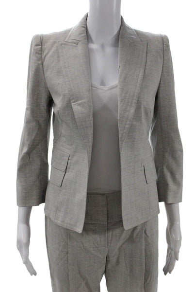 KaufmanFranco Womens Wool Open Front Blazer Suit Light Gray Size 40