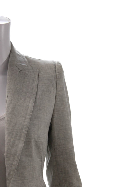 KaufmanFranco Womens Wool Open Front Blazer Suit Light Gray Size 40