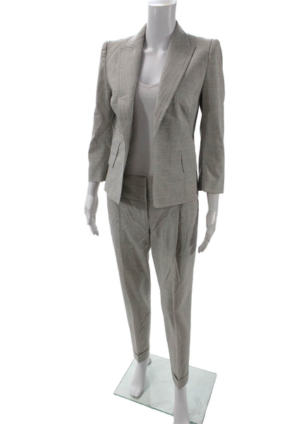 KaufmanFranco Womens Wool Open Front Blazer Suit Light Gray Size 40