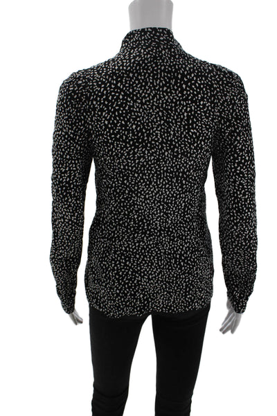Maje Womens Spotted Print Button Down Neck Tied Blouse Black Size 1