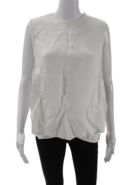 Derek Lam Womens Layered Detail Strap Accent Sleeveless Top White Size M