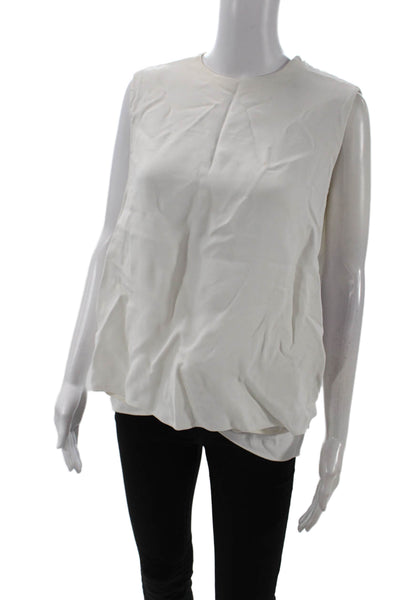 Derek Lam Womens Layered Detail Strap Accent Sleeveless Top White Size M