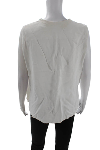 Derek Lam Womens Layered Detail Strap Accent Sleeveless Top White Size M