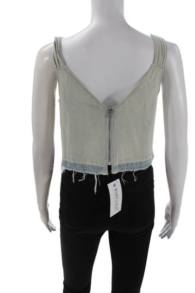 Sea New York Womens Cotton Zip Up Denim Tank Top Blue Size 0