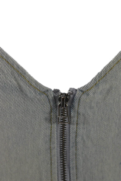 Sea New York Womens Cotton Zip Up Denim Tank Top Blue Size 0