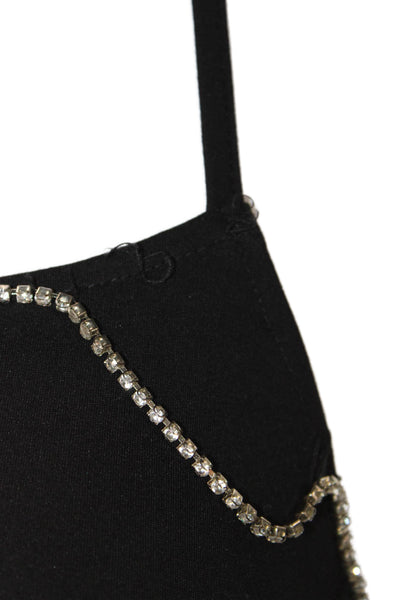 Superdown Womens Crystal Detail Open Back Cropped Halter Top Black Size XS
