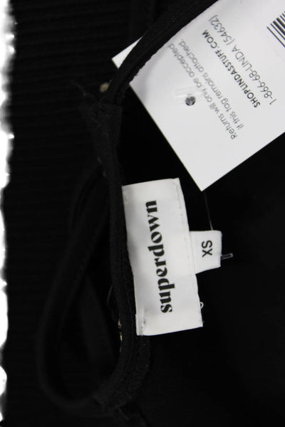 Superdown Womens Crystal Detail Open Back Cropped Halter Top Black Size XS