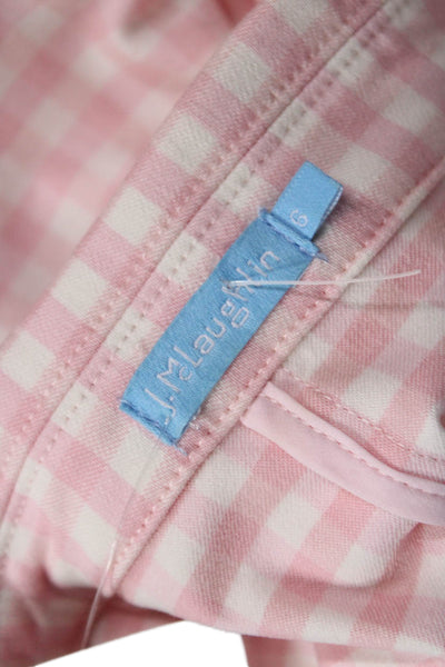 J. Mclaughlin Womens Double Breasted Plaid Blazer Jacket Pink White Size 6