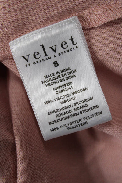 Velvet by Graham & Spencer Womens Long Sleeve V Neck Floral Dress Pink Small