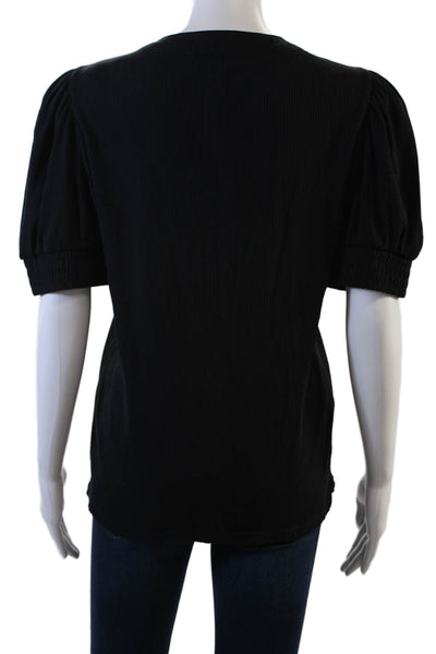Derek Lam 10 Crosby Womens Short Sleeve V-neck Blouse Black Size L