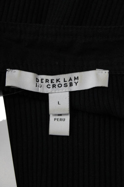 Derek Lam 10 Crosby Womens Short Sleeve V-neck Blouse Black Size L
