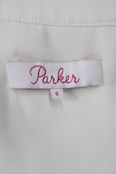 Parker Womens Short Ruffled Sleeves Drop Waist Dress White Size Small