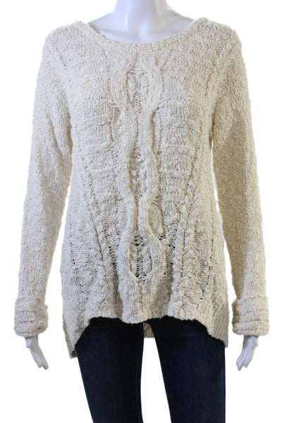 Moth Anthropologie Womens Long Sleeve Scoop Neck Sweater Cream Size Medium