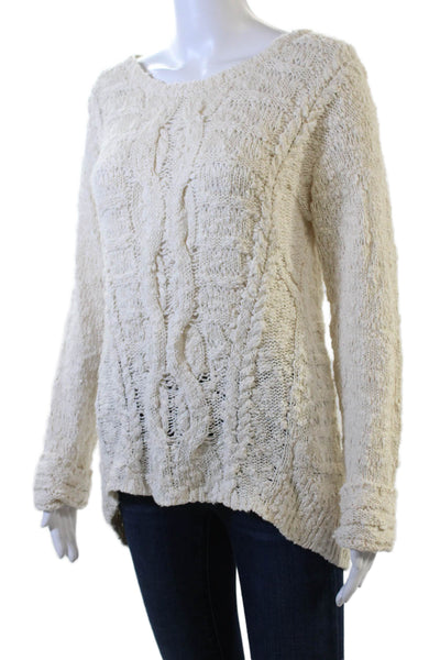Moth Anthropologie Womens Long Sleeve Scoop Neck Sweater Cream Size Medium