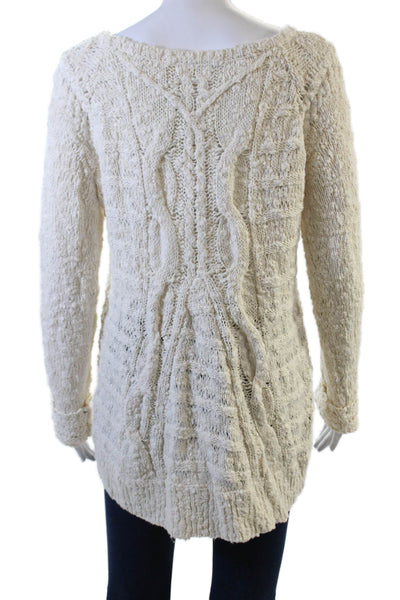 Moth Anthropologie Womens Long Sleeve Scoop Neck Sweater Cream Size Medium