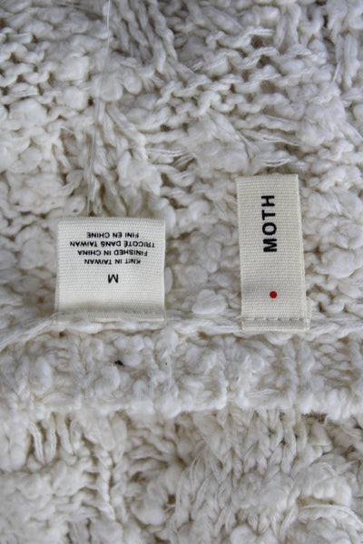 Moth Anthropologie Womens Long Sleeve Scoop Neck Sweater Cream Size Medium