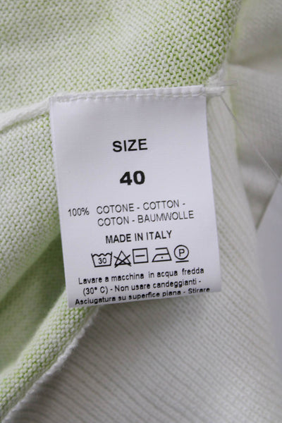 Kash Womens Long Sleeve Crew Neck Ombre Sweater White Green Cotton Size IT 40
