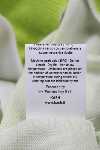 Kash Womens Long Sleeve Crew Neck Ombre Sweater White Green Cotton Size IT 40