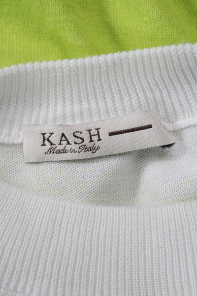Kash Womens Long Sleeve Crew Neck Ombre Sweater White Green Cotton Size IT 40