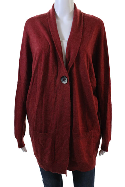 Repeat Womens Button Front Long Sleeve Cardigan Sweater Red Wool Size Small
