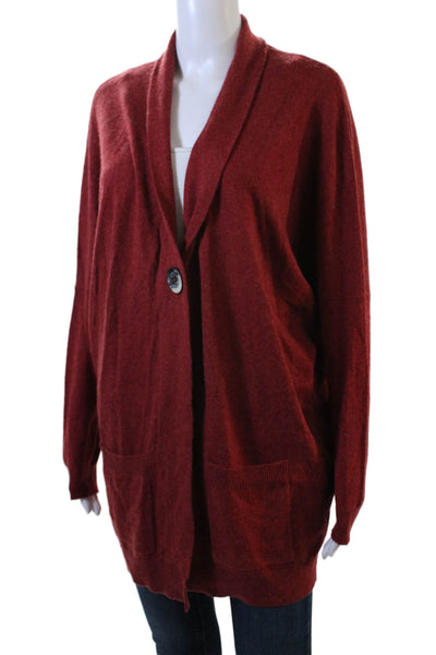 Repeat Womens Button Front Long Sleeve Cardigan Sweater Red Wool Size Small