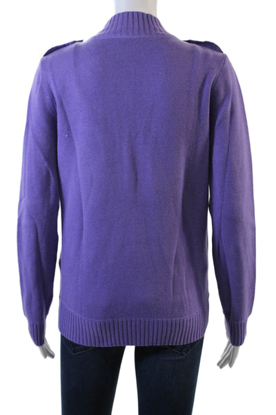 J. Mclaughlin Womens Long Sleeve Front Zip Knit Jacket Purple Cotton Small
